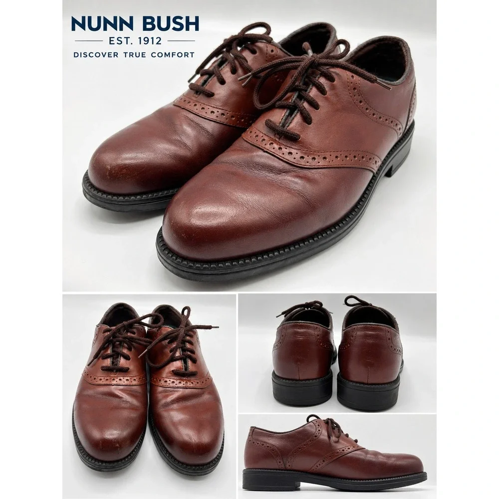 Nunn Bush Men's Black Leather Wingtip Oxford Dress Shoes Brogue Lace Up Size 11